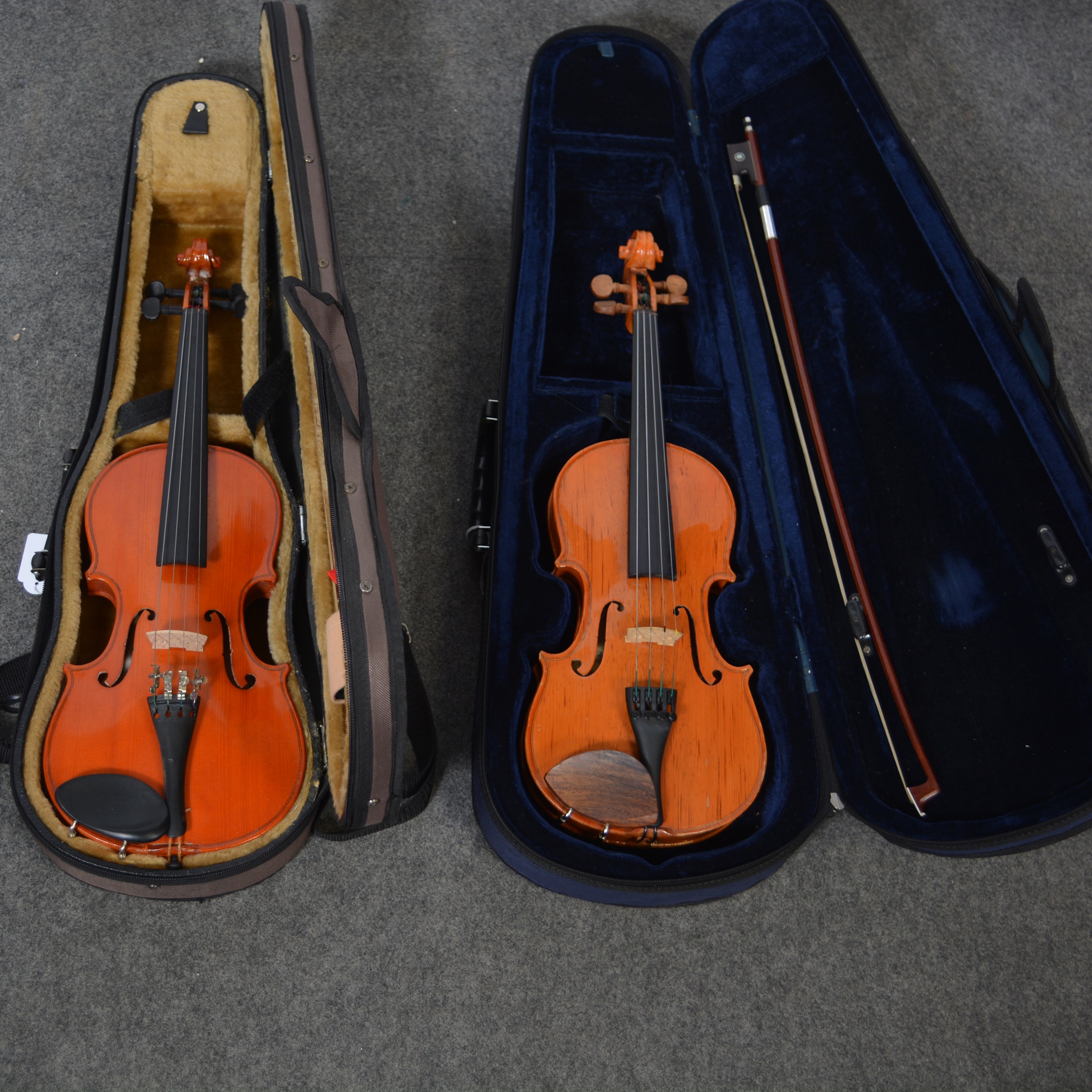 A Czech Szegedi Hangszergyar cello, and two student violins. - Bild 2 aus 2