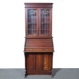 Walnut bureau bookcase,