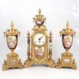 Reproduction French mantle clock garniture,