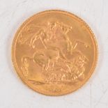 George V gold Sovereign coin, 1911, 8g.