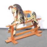 Rocking horse; painted dappled grey, small size,