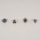 Gemporia - Four sapphire and white zircon rings.