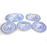 A collection of Staffordshire Willow pattern