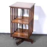 Edwardian oak revolving bookcase,