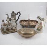 Pewter platters, other metalware and plated ware