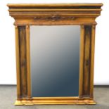 A gilt framed overmantel mirror,