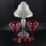 Glass table lamp and ornamental glassware