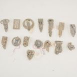 Fifteen clear paste set single dress clips.