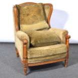 French style walnut framed easy chair,