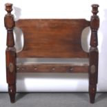 Pair of stained pine and beech single bedsteads