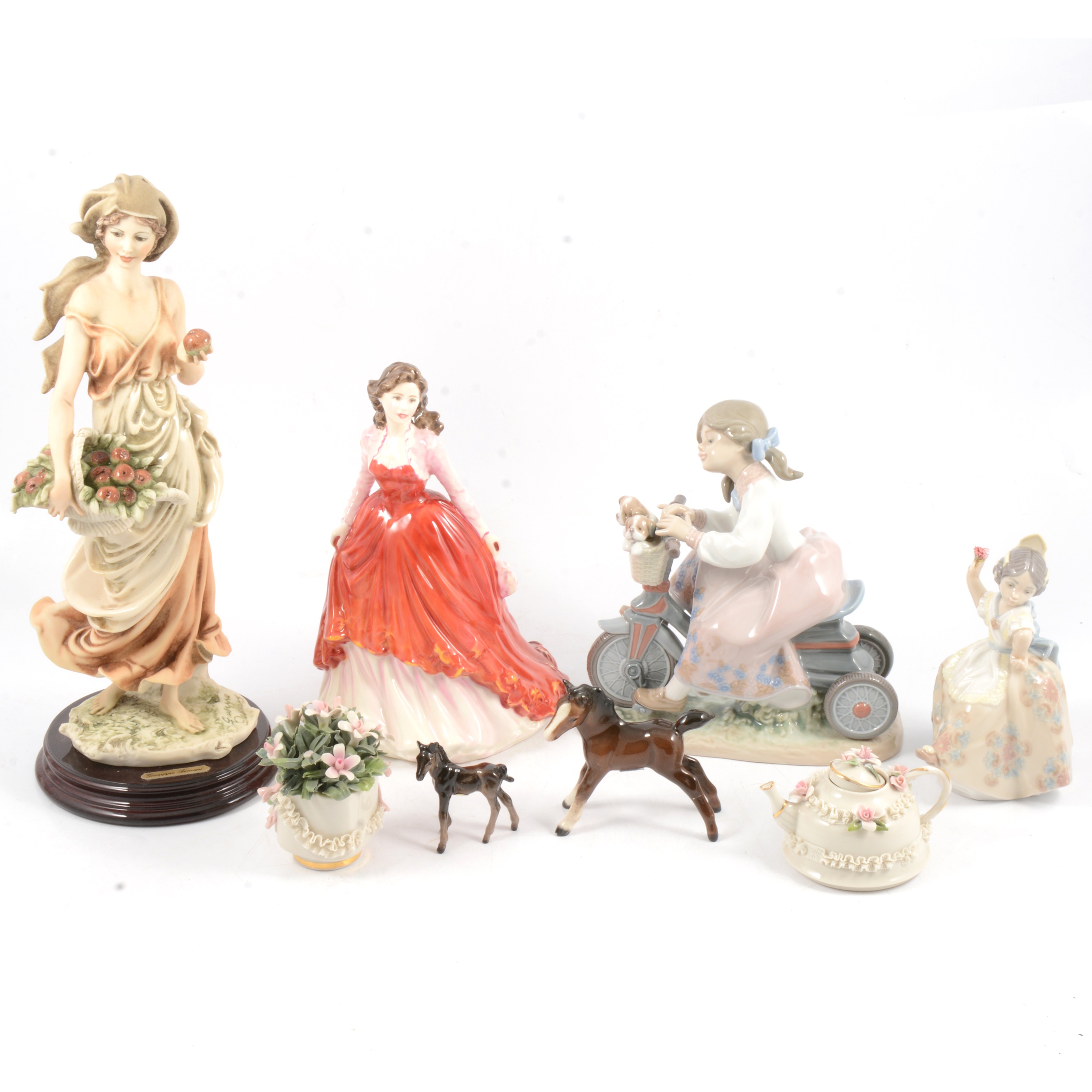 Guiseppe Armani Florence 'Fresh Fruit', Royal Doulton and LLadro figures and other decorative