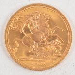 Elizabeth II gold Sovereign coin, 1966, 8g.