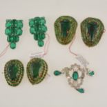 A collection of faux emerald jewellery costume jewellery.