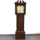 Oak and mahogany longcase clock,