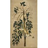 Chinese school, pair of ornithological prints on silk