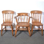 Six various kitchen chairs,