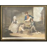 After R Corbould, Morning and Evening, pair mezzotints
