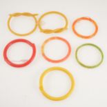 Seven vintage bakelite and celluloid bangles.