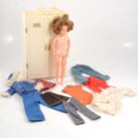 Sindy doll with wardrobe, Sindy and homemade clothes.