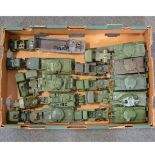 One tray of loose model military vehicles; including Dinky Toys Mighty Antar tank transporters