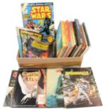 Comics and annuals; one tray to include Marvel Star Wars and cinema programs