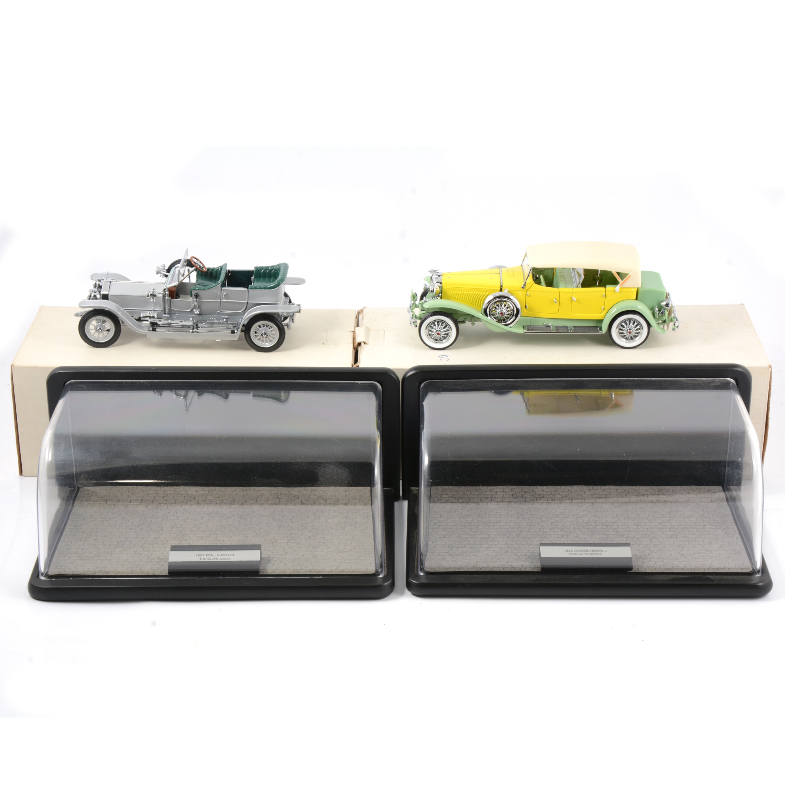 Franklin Mint 1:24 scale models, Rolls Royce The Silver Ghost and Dusenberg J