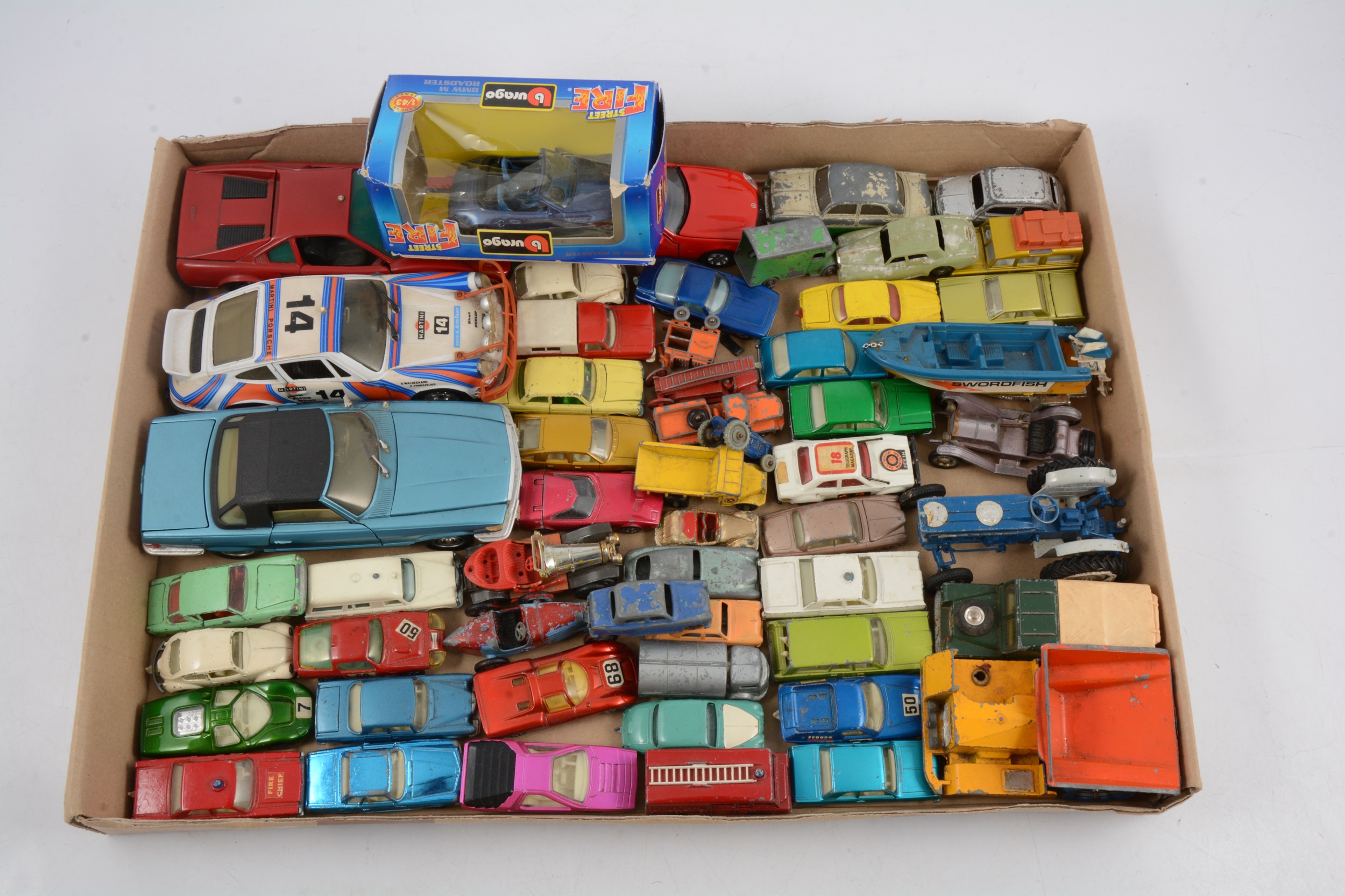 One box of loose die-cast models, mostly Matchbox and Husky.