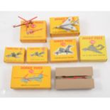 Seven Dinky Toys die-cast aircraft models, all boxed.