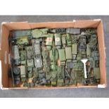 One tray of loose military model vehicles; including Dinky 667 Missile Service Platform