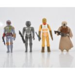 Four original Star Wars figures, Boba Fett, Bossk, Zukuss, 4-Lom