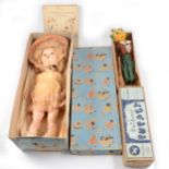 Pedigree Delite doll in original box (a/f), Pelham Puppet Mr Turnip and a book.