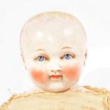 Victorian porcelain boy doll, painted features, fixed limbs