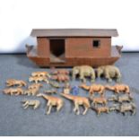 Noah's Ark and a collection of wooden animals.