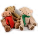 Four modern teddy bears, Hermann, Russ Berrie and Gina.