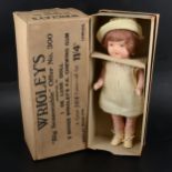 Wrigley's Chewing Gum De Luxe composition advertising doll, boxed.