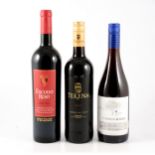 Assorted New World red table wines