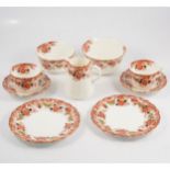 Imari pattern part tea service, plus large plate and oval platter.