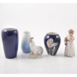 Royal Copenhagen crocus vases and figurines, and a B&G Lily of the Valley vase.
