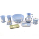 Small collection of Wedgwood blue jasperware,