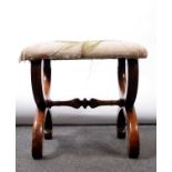 Victorian mahogany stool, x-framed under-section