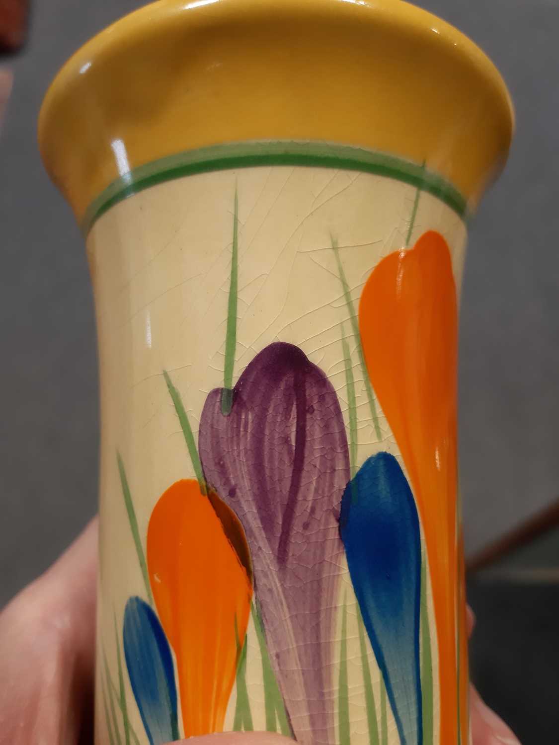 Pair of Clarice Cliff crocus pattern vases,, - Image 3 of 8