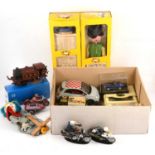 Mixed toys and models; including three Pelham Puppets; Hornby O gauge LMS 0-4-0 etc