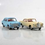 Corgi Toys 230 Mercedes-Benz 220SE, Dinky Toys 140 Morris 1100, boxed.