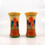 Pair of Clarice Cliff crocus pattern vases,,