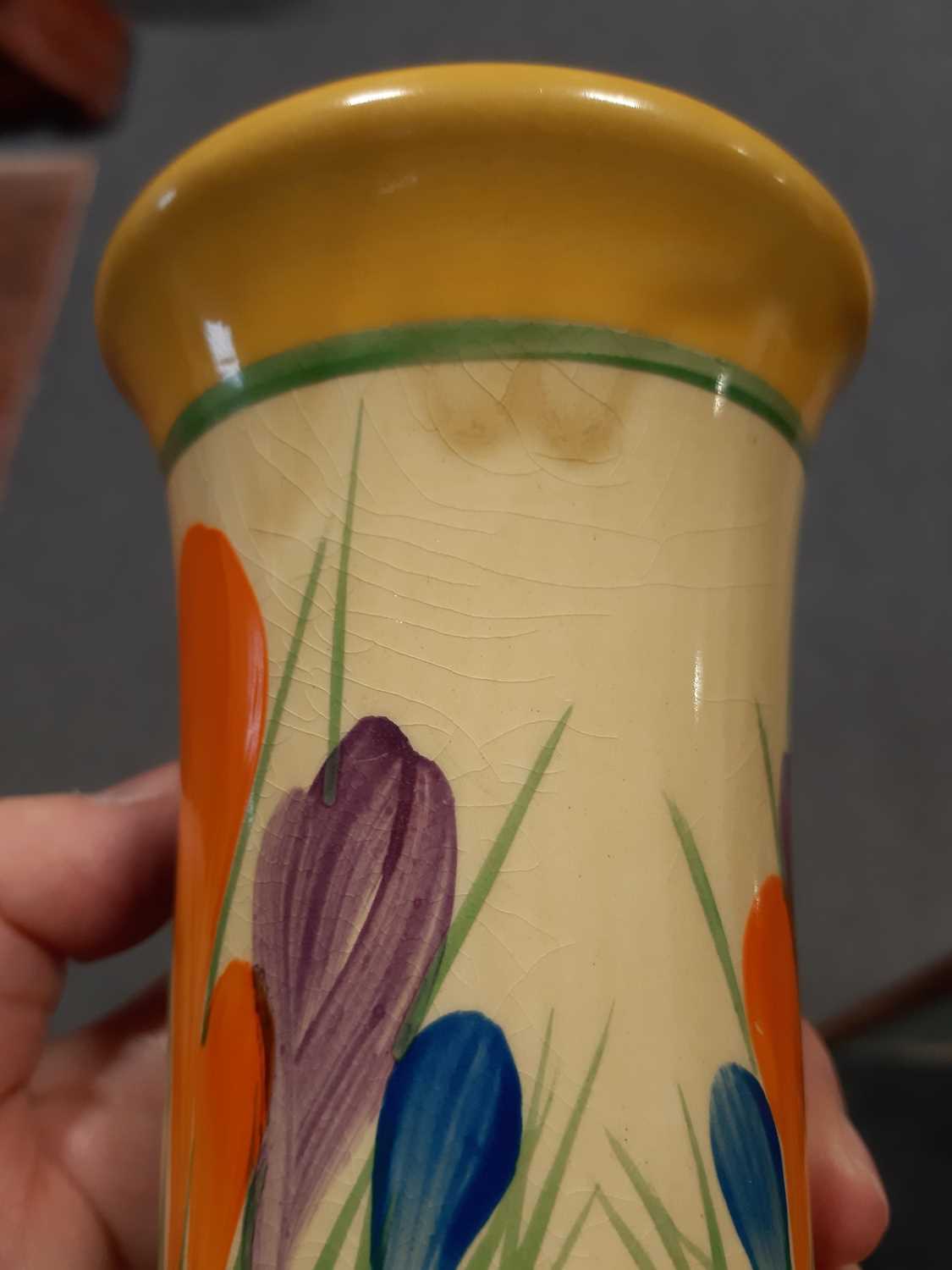 Pair of Clarice Cliff crocus pattern vases,, - Image 4 of 8