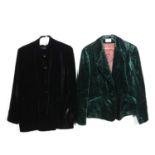 Velvet jackets and tops.