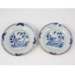 Two Chinese export blue and white saucers.