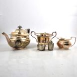 Silver-plated coffee and teasets, cutlery, and other plated and pewter wares.