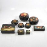 Collection of Russian lacquered boxes