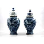 Two Delft vases with Chinoiserie decoration.